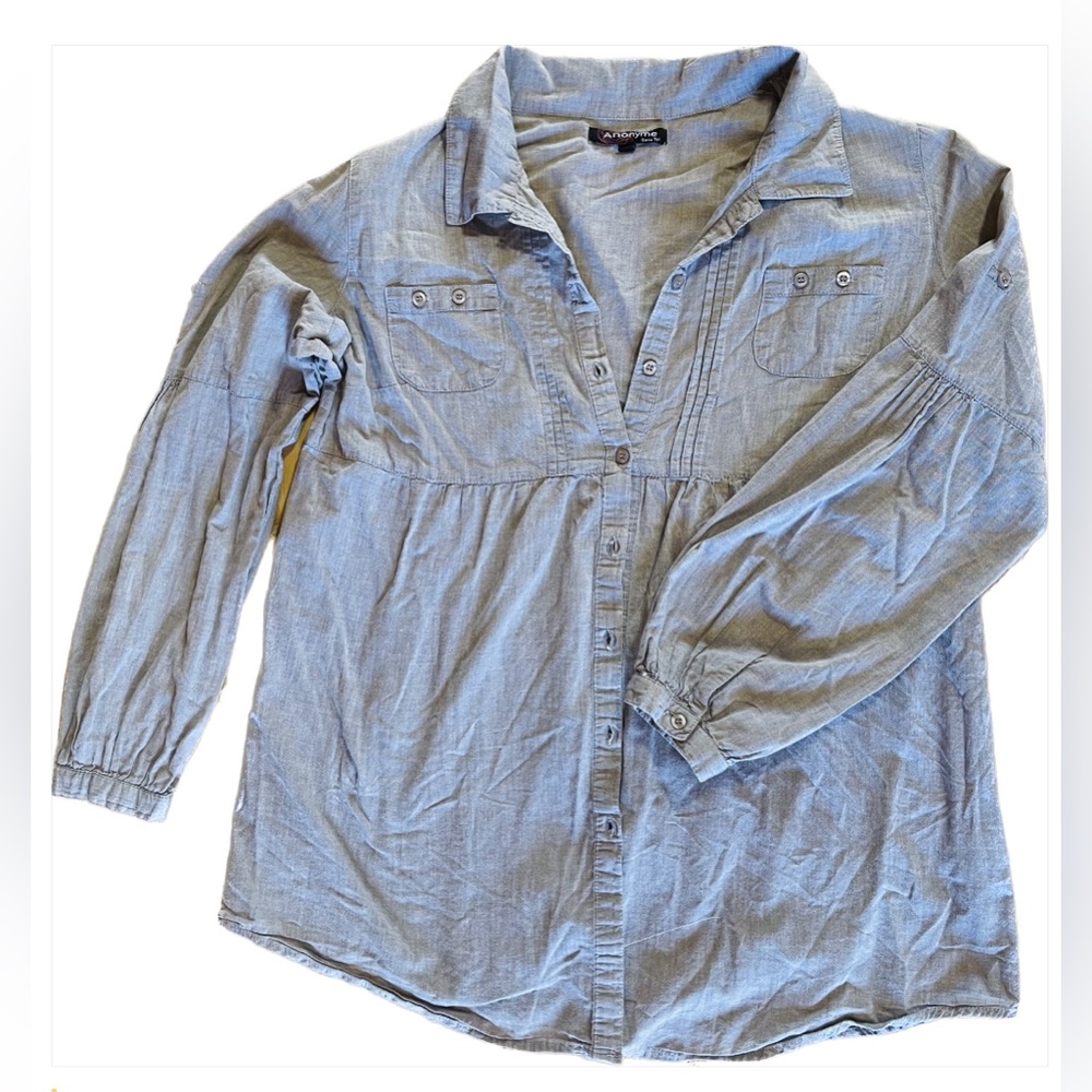 Denim blue/grey cotton blouse size L